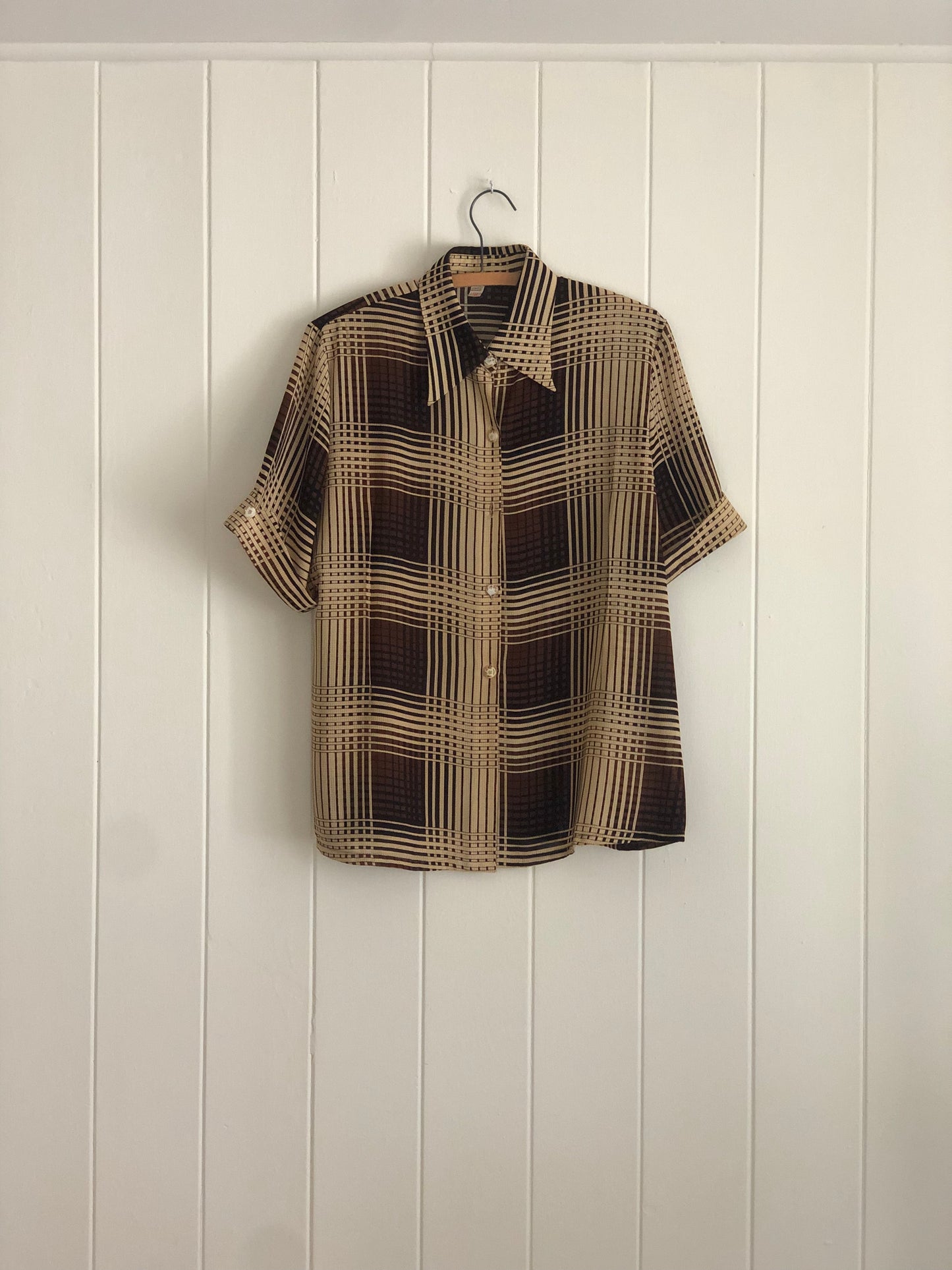 Waffle Print Button-Up
